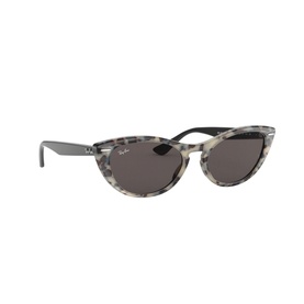 Ray-Ban Havana Cat Eye Sunglasses 0RB4314N in multi grey tortoiseshell with dark lenses, angled three-quarter view