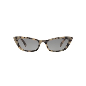 Miu Miu Cat Eye Sunglasses 0MU 10US in brown tortoiseshell with slim angular frames and grey gradient lenses