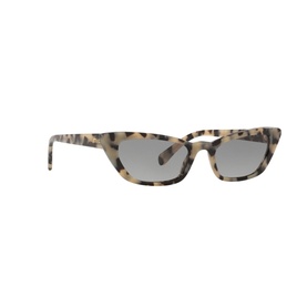 Miu Miu Cat Eye Sunglasses 0MU 10US in brown tortoiseshell acetate frame with grey tinted lenses, three-quarter view