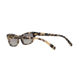 Miu Miu Cat Eye Sunglasses 0MU 10US in brown tortoiseshell acetate with gold-tone temple detail and grey lenses