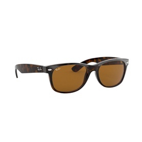 Ray-Ban New Havana Wayfarer Square Sunglasses in brown tortoiseshell with amber lenses and classic keyhole bridge