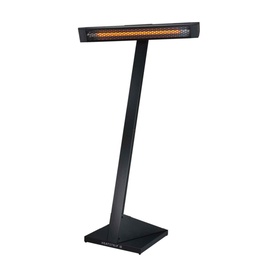 Heatstrip Intense Electric Heater with Stand in black, slim freestanding design with glowing infrared heating element