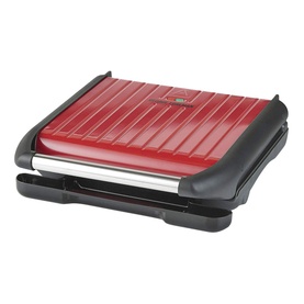 George Foreman Healthy Grill Red 7 Portion electric contact grill with red ribbed plates and chrome trim