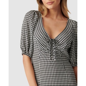 Holly Ruched Check Midi Dress