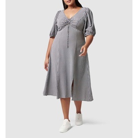 Holly Ruched Check Midi Dress