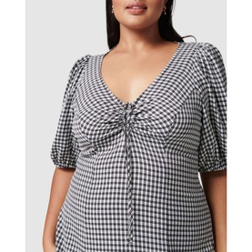 Holly Ruched Check Midi Dress