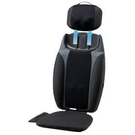 Homedics 2-in-1 Shiatsu Massaging Seat Topper with Removeable Massage Pillow in black and grey with blue massage nodes
