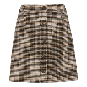 Houndstooth Button A-Line Skirt