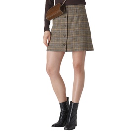 Houndstooth Button A-Line Skirt