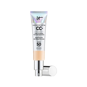 IT COSMETICS Your Skin But Better CC+ Cream SPF 50+ in Light, full-coverage tinted moisturiser tube with silver cap