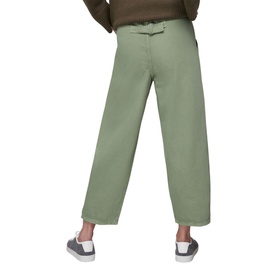 Model wearing Whistles India High-Waist Wide Leg Jeans in green, rear view, styled with khaki top and grey trainers
