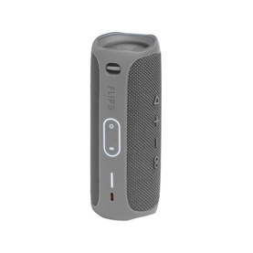 JBL FLIP 5 Portable Bluetooth Speaker in Blue, cylindrical design with fabric grille and control buttons visible