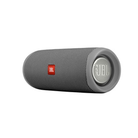 JBL FLIP 5 Portable Bluetooth Speaker in Blue, cylindrical design with mesh grille, red brand logo panel and silver JBL badge