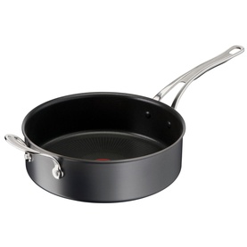 Jamie Oliver Cooks Classic Hard Anodised 26cm Sautepan in grey, with deep sides, non-stick interior and stainless steel handle
