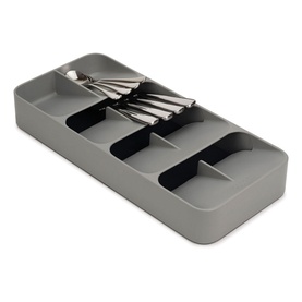 DrawerStore Large Compact Cutlery Organiser Grey