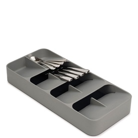 DrawerStore Large Compact Cutlery Organiser Grey
