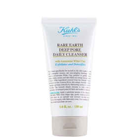 Kiehl's Rare Earth Deep Pore Daily Cleanser in white tube with blue text, 150ml