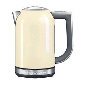 KitchenAid 1.7L Kettle in cream with chrome base and grey handle, 3000W electric kettle with temperature display