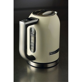 KitchenAid 1.7L Kettle in cream with chrome base, digital temperature display window and integrated handle