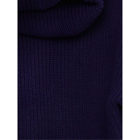 Phase Eight Karine Chunky Roll Neck Sweater in blue, close-up of ribbed knit texture and roll neck detail