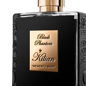 KILIAN PARIS Black Phantom Memento Mori Refillable EDP 100ml, black embossed bottle with gold cap and label