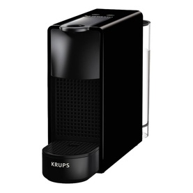 Krups Essenza Mini Capsule Coffee Machine in gloss black with textured front panel and drip tray