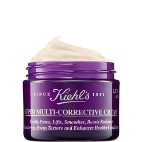 Kiehl's Super Multi-Corrective Cream in open purple jar with cream visible, anti-ageing facial moisturiser
