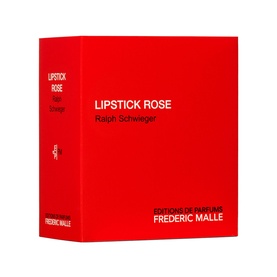 Frederic Malle Lipstick Rose Parfum in bold red box with white typography, by Ralph Schwieger