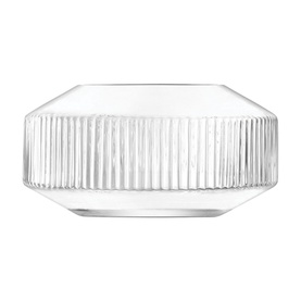 LSA Glassware Rotunda Wide 14cm Vase in clear glass with ribbed detailing and octagonal silhouette