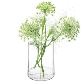 LSA Glassware Market Vase/Lantern in clear glass, styled with delicate green allium and fennel flowers