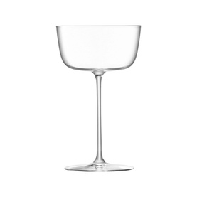 LSA Borough Cocktail Saucers Set Of Four, clear glass with wide coupe bowl, slender stem and flat base, 15.5cm tall