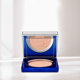 La Prairie Skin Caviar Powder Foundation SPF15 open blue compact revealing warm beige pressed powder, 9g