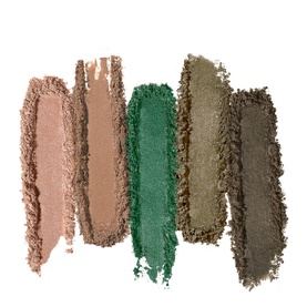 Lanc&ocirc;me Hypn&ocirc;se Drama Eyeshadow Palette swatches showing five shades: nude, taupe, emerald green, olive, and charcoal