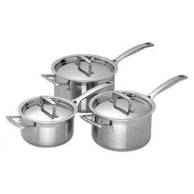 Three-Piece 3-Ply Stainless Steel Saucepan Set