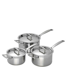 Three-Piece 3-Ply Stainless Steel Saucepan Set