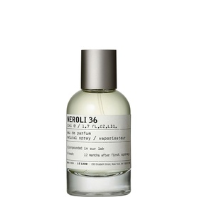Le Labo NEROLI 36 Eau de Parfum in clear glass bottle with brushed silver cap and white label, natural spray