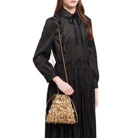 Leather, Mesh & Satin Clutch