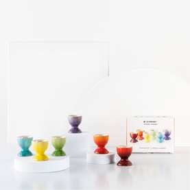 Stoneware Set of Six Rainbow Egg Cups