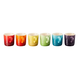 Stoneware Set of Six Rainbow Espresso Mugs