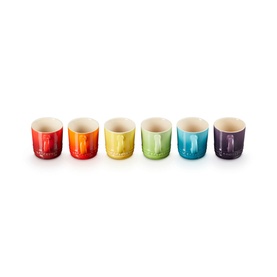 Stoneware Set of Six Rainbow Espresso Mugs