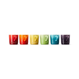 Stoneware Set of Six Rainbow Espresso Mugs