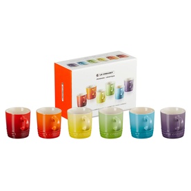 Stoneware Set of Six Rainbow Espresso Mugs