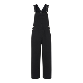 Whistles Leni Dungarees in black, wide-leg silhouette with adjustable straps and front pockets