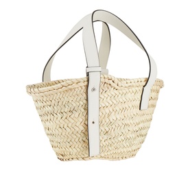 Small Palm Leaf & Calfskin Basket Bag