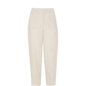 Linen Barrel Leg Trousers