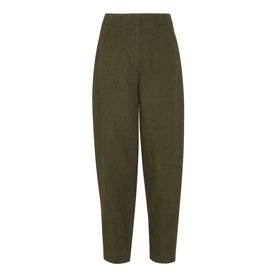 Linen Barrel Leg Trousers