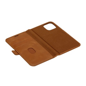 DBramante Lynge iPhone 12 Pro Max 6.7 Inch 2-In-1 Case in brown, open showing card slots and magnetic back panel