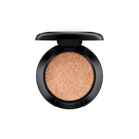 MAC Dazzleshadow eye shadow in open compact, showing shimmering bronze-gold pressed powder pan with mirrored lid