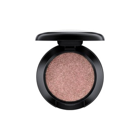 MAC Dazzleshadow eyeshadow in open compact, showing shimmery rose-bronze powder with mirror lid, no shade name visible