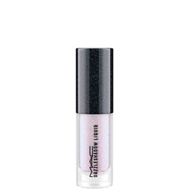 MAC Dazzleshadow Liquid Eye Shadow in Diamond Crumbles, small bottle with black glitter cap and iridescent lilac formula visible